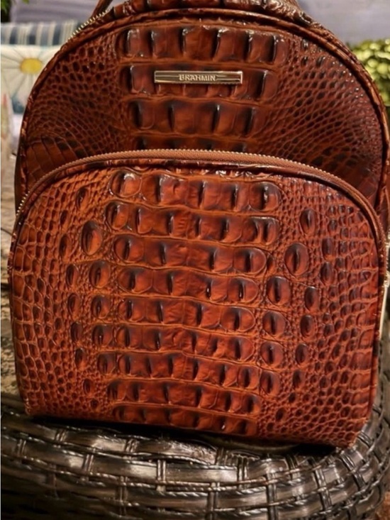 croc embossed leather backpack The Andes Backpack, Black Italian Lambskin side pockets Croc Embossed Leather Backpack RB